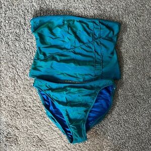 Vintage jantzen Teal Strapless Swimsuit size 14 2 piece